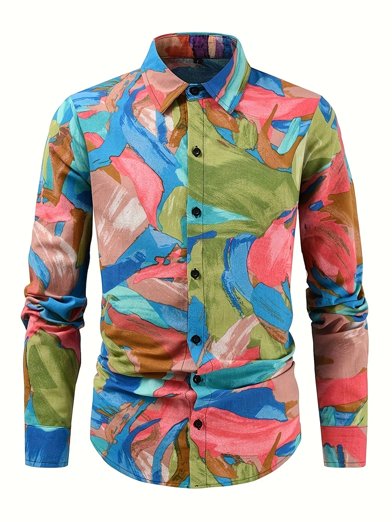Men's Shirt Spring And Autumn New Long Sleeve Shirt with Turned Collar Fashion Design Elements Hawaiian Shirt Men's Clothing Top