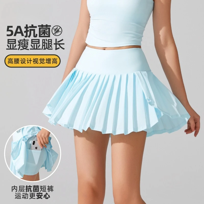 

Spring and summer sports skirt women's outdoor anti-light pleated half body fitness running badminton golf tennis skirt