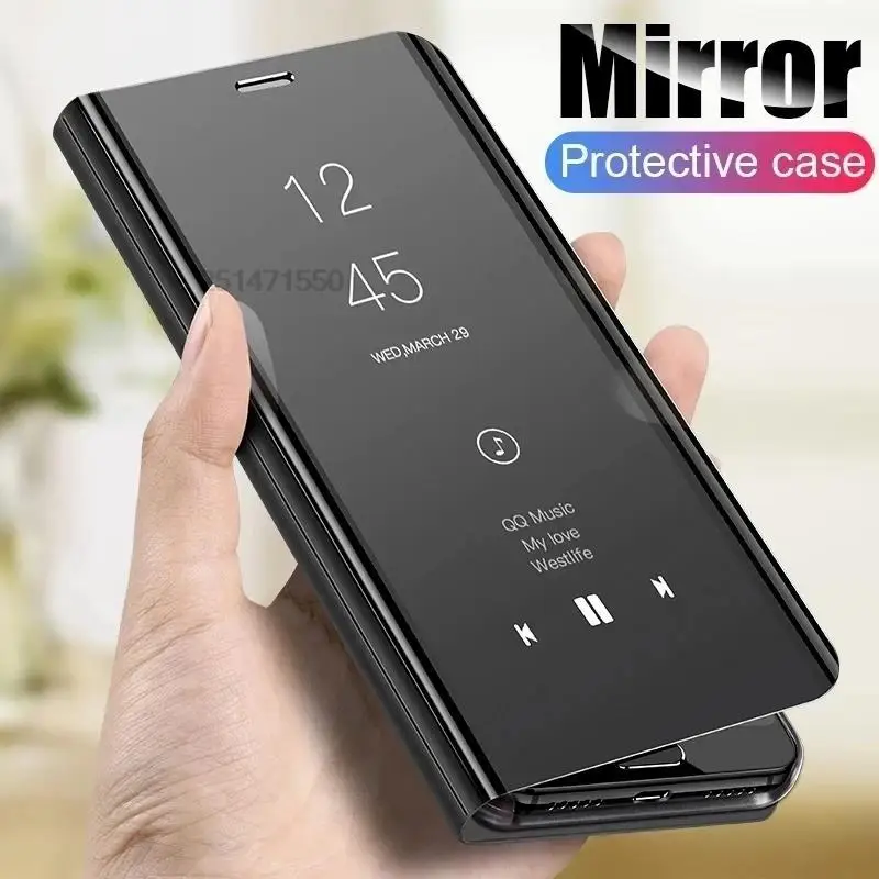 Mirror Smart Phone Case For Samsung Galaxy S23 Ultra 6.8'' Magnetic Stand Book Coque Shockproof Cover Shell For Samsung S23 S23+