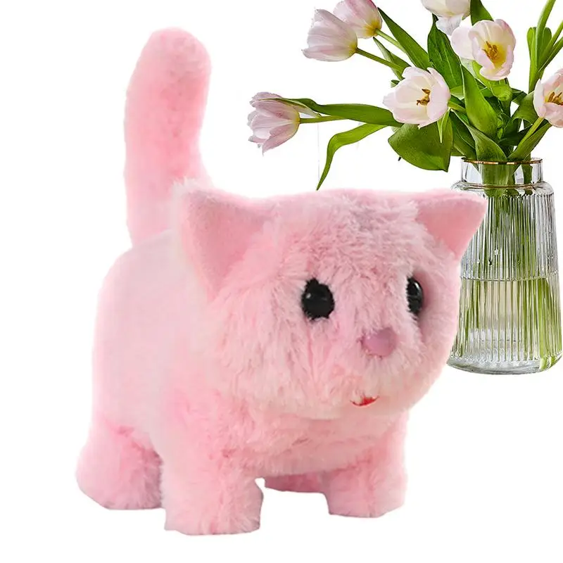 Gato de peluche de Animal Adorable, juguete interactivo eléctrico, muñeco de peluche creativo