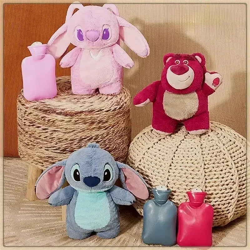 MINISO  Stitch Anime Winter Extra Large Plush Hot Water Bottle Home Water Filling Hand Warmer Holiday Gift for Girlfriend