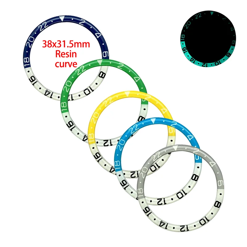 38mm SKX007 Luminous Resin Bezel Insert Fit For Seiko  SKX007 SRPD Watch Case Fashion Green Blue Luminous Bezel Insert