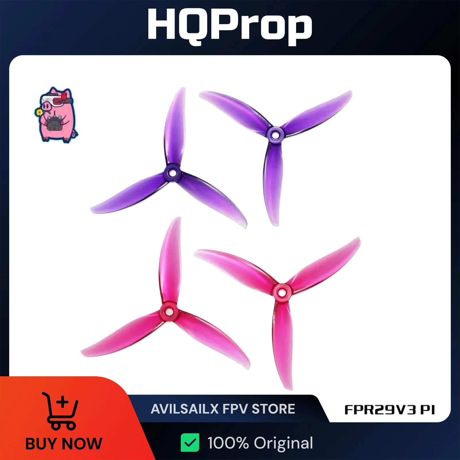 

HQProp FlowerPig R29V3 5.1 Inch Poly Carbonate Propeller - 3 Blades, 2.9 Pitch, 4.4g Lightweight for Drone Parts & RC Aircraft