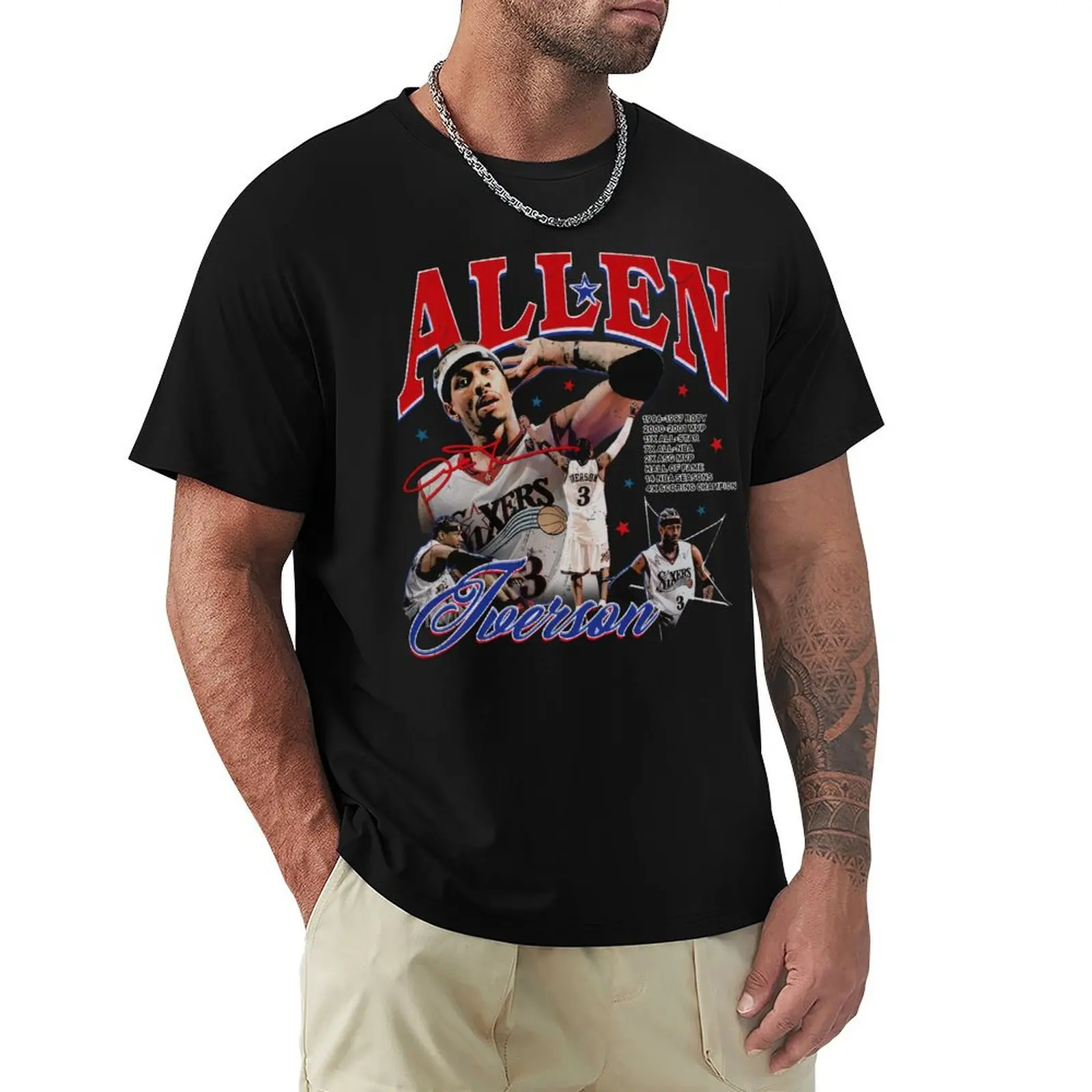 

Vintage 90s Allen Iverson T-Shirt cute tops kawaii clothes customs anime tshirt T-shirts for men cotton