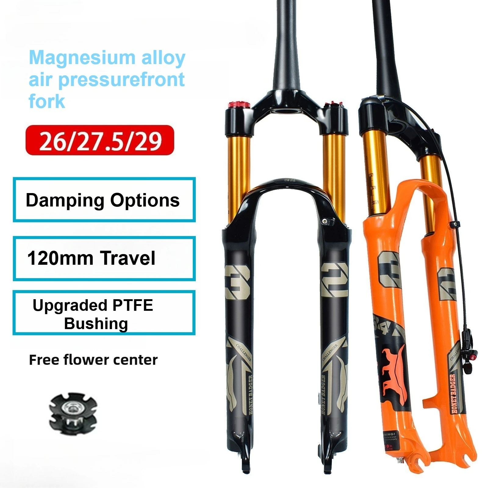 

Mountain bike fork 26 27.5 29 inch magnesium alloy fork dirt bike air fork straight tube cone tube shock absorber accessories