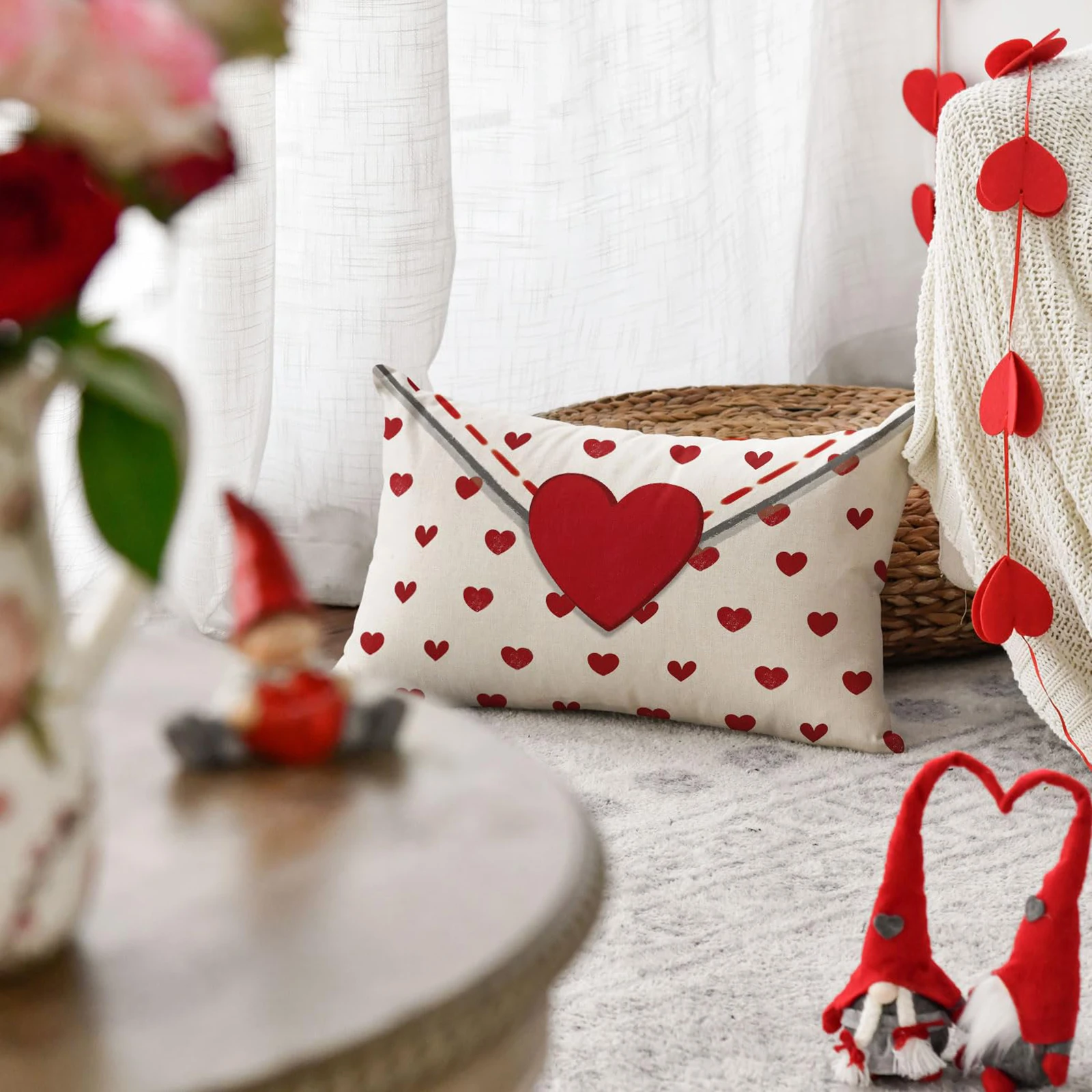 Envelope Couch Cushion Case 12 X 20 Inch Cushion Cover Set of 2 Anniversary Wedding Valentines Day for Sofa Couch Bed Livingroom