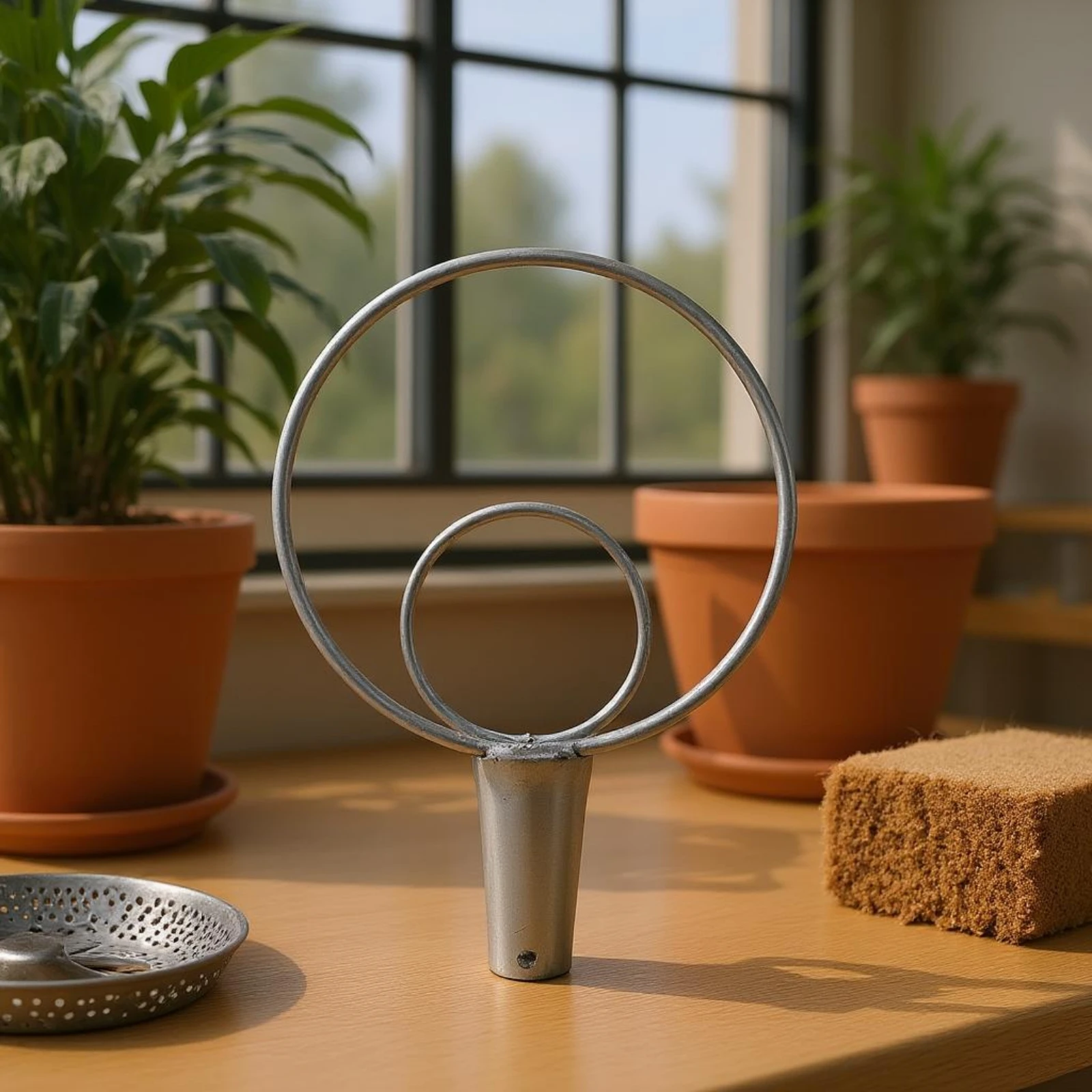 Circular Weeder Metal Circular Loop Hoe Soil Loosening Tool Silver Finish Stirrup Hoe Easy to Use