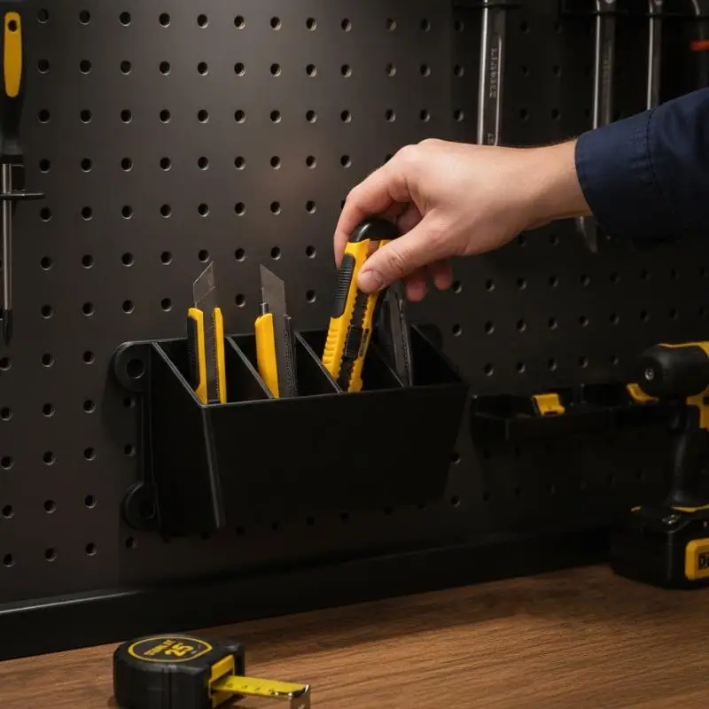 Wall Mount 4 Slot 3D Printed Utility Knife Rack Ideal Gift Tool Holder for Handyman Garage Workshop