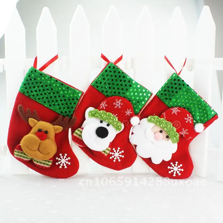

Christmas Socks Red Green Mouth Sparkling Santa Claus Snowman Christmas Knife and Fork Set Christmas Socks