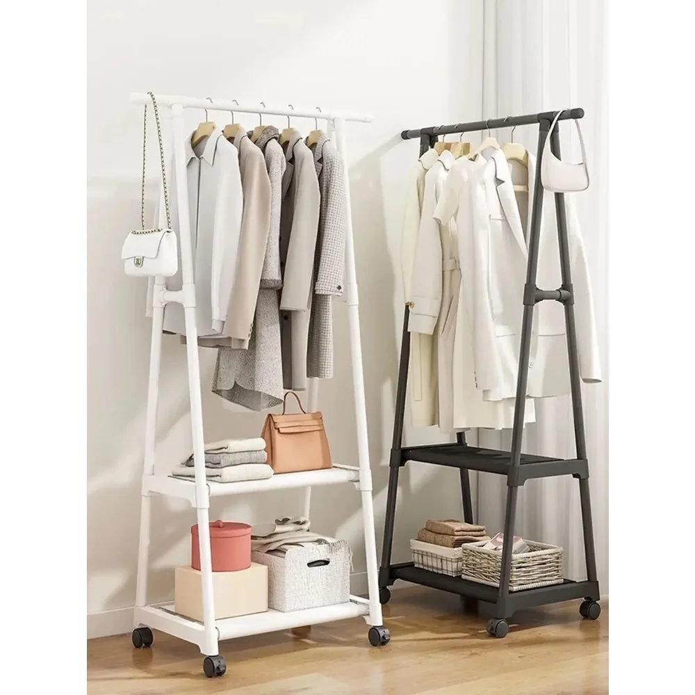 Movable Clothes Rack Triangle Coat Rack Simple Floor Clothes Save Space Hanger Large Capacity  Simplicity Pulley Clothing Rack