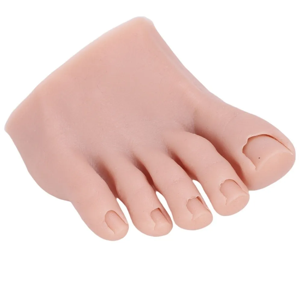 Soft Silicone Silicone Practice Foot Dark Skin Left/Right Nail Art Training Foot Prosthetic Tool Fake Foot Model