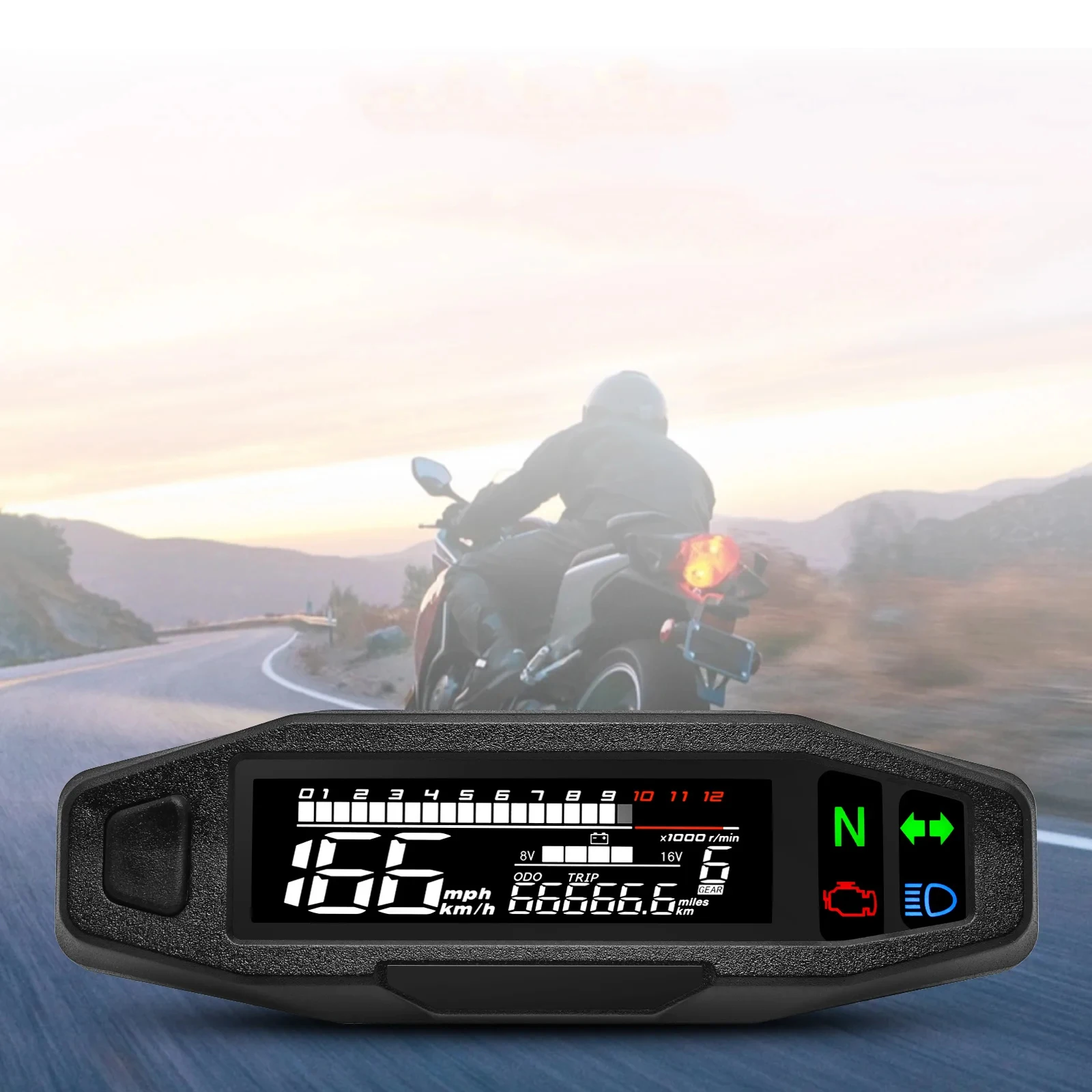 

Motorcycle Speedometer Oil Gauge Tachometer Universal Digital Meters Instrument Cluster Turn Signal Light Indicator