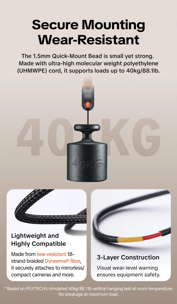 PGYTECH Leder-Kameragurt mit Schnellverschluss, 80-136cm Schultergurt, Traglast 40kg – Detail 6