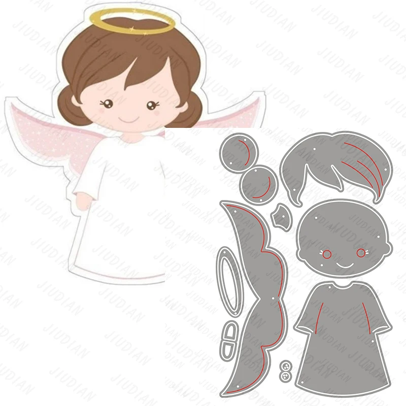 

Девушка-ангелочек с отверстием и крыльями, металлический штамп, металлический штамп для DIY, скрапбукинга, поделки, рождественская подарочная карта ручной работы