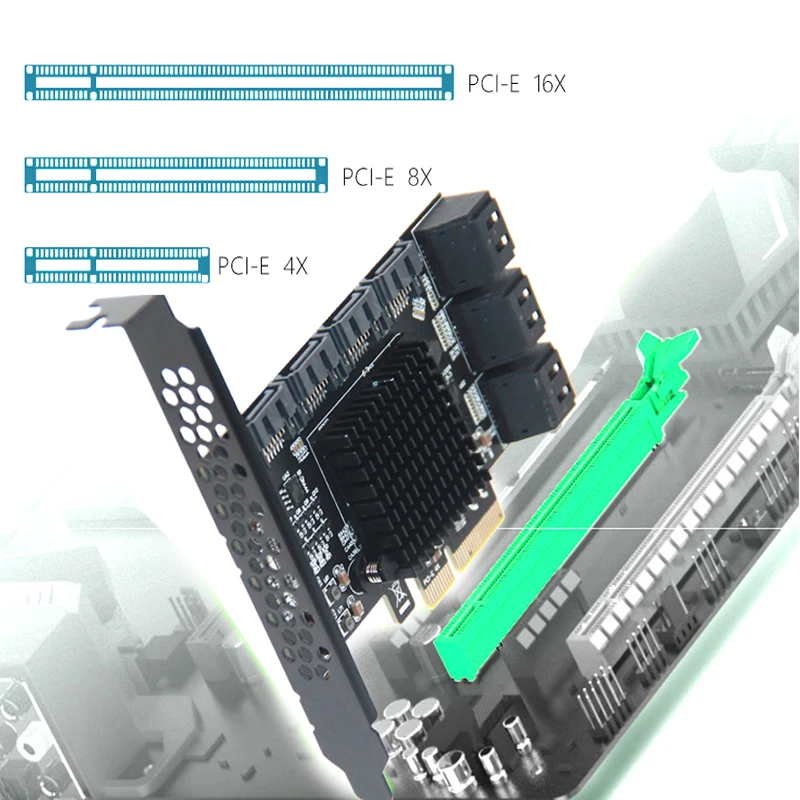 マイニング-10ポートpciesataカード,pci,express sata3,拡張カード,X4,sata 3,6,gbps,asm1166