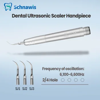 Schnawis Dental Ultrasonic Scaler Handpiece Air Scaler Handpiece Sonic Scaler Teeth Cleaner with 3 Tips 2/4 Holes Dentistry Tool