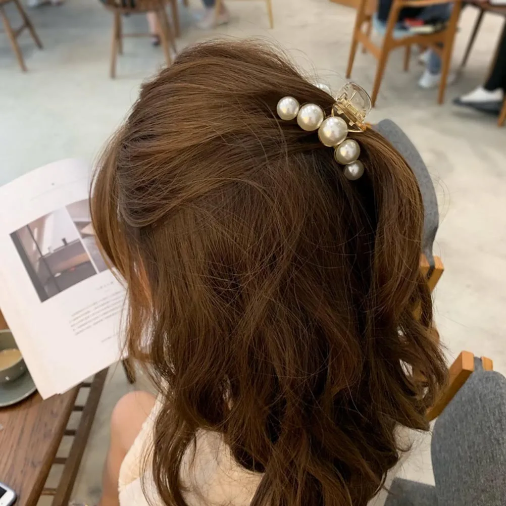 

2pcs Pearl Clips Pearl Barrette Premium Smooth Barrette For Women Daily Wear Party Shower Use Hair Accessories