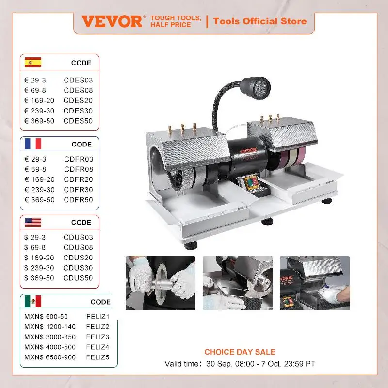 VEVOR Cabbing Machine 6 2HP 1800rpm Efficient Lapidary Rock Grinder Polisher With Lamp & Water Pump for Gem Jade Stone