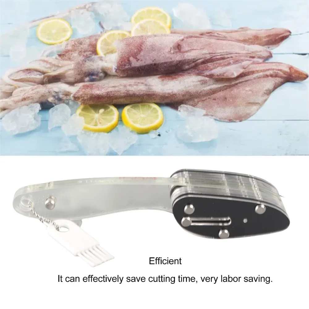 Cortador de calamares de acrílico: Corte uniforme, ahorro de tiempo y esfuerzo, cortador de calamares en forma de flor, eficiente, fácil de usar, rebanador de sepia para cocina casera.