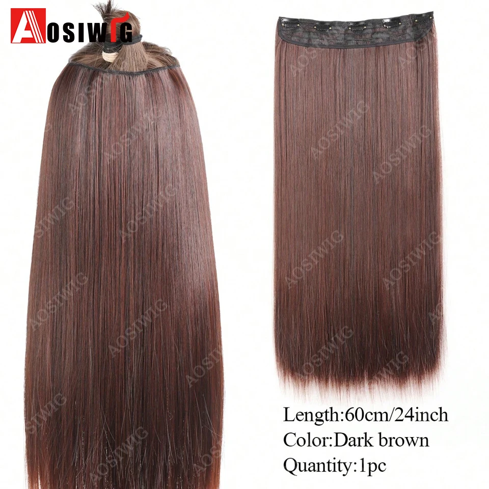 Synthetic Long Straight Clip In Hair Extensions