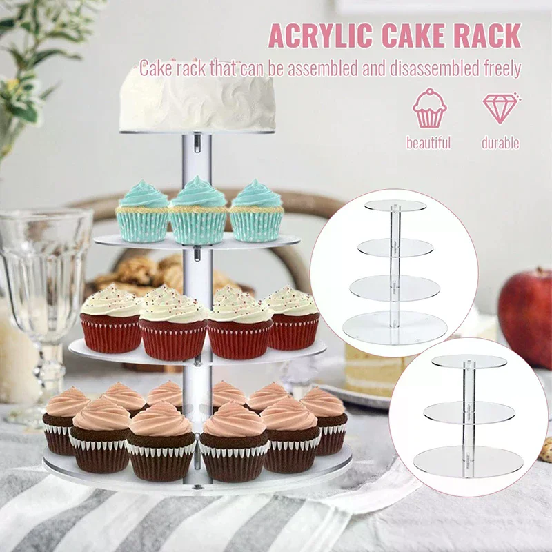 Tier Acrylic Round Cupcake Stand Clear Birthday Cupcake Stand Holder Dessert Display For Wedding Birthday Christmas Party 3/4/5