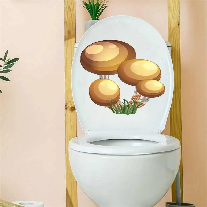 Mushroom House Toilet Sticker Bathroom Toilet Cover Sticker Wall Stickers Wc  Accessories Fun For Home BathRoom Decoration S29