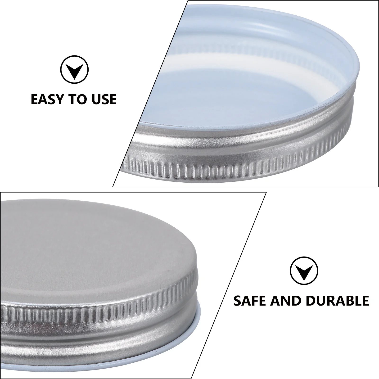 

16Pcs Airtight Jar Tinplate Lid One-Piece Type Covers Silver for Storage Freezer Refrigerator Sealing Jar Tinplate Lid
