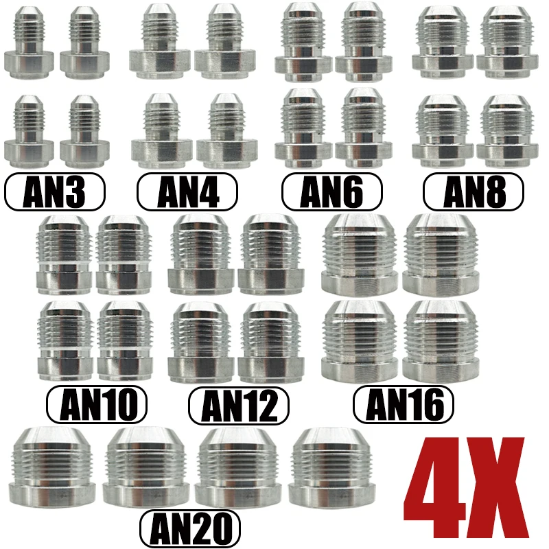 4X 3AN 4AN 6AN 8AN 10AN 12AN 16AN 20AN Мужской сварочный фитинг Адаптер Сварочная пробка Алюминиевый масляный шланг Прямой разъем с резьбой Серебристый