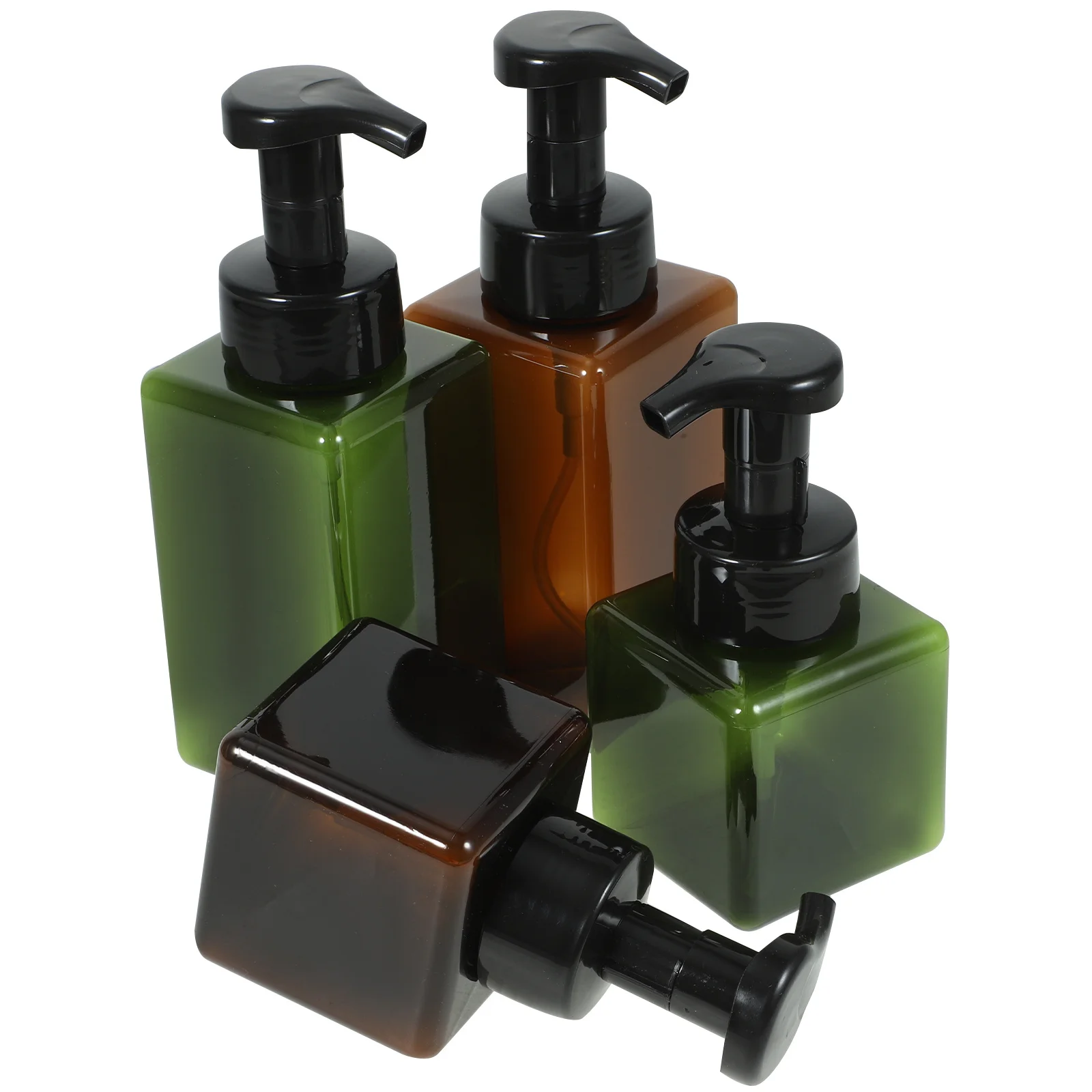 4 Stück quadratische Schaumstoff-Pumpflaschen, nachfüllbar, Kunststoff, für Reisen, Shampoo, tragbar, leer, für Reisen, Toilettenartikel, Behälter