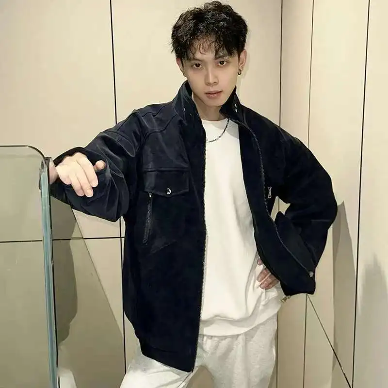 

Jacket Coat Metal Button Mens Phosphorescent Suede Jackets Brands Racing Original Higher Elegant Western Cargo Uniform Car Style