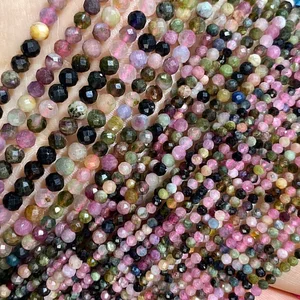 Facettierte Steinkonten für Schmuck, natürlicher Apatit, Achat, Jade, Amethyst, Turmalin, runder Abstandhalter, DIY -Armband, 2 mm, 3 mm, 4mm 6 Haupt Sales Lavendel Jadeitarmarm - №6