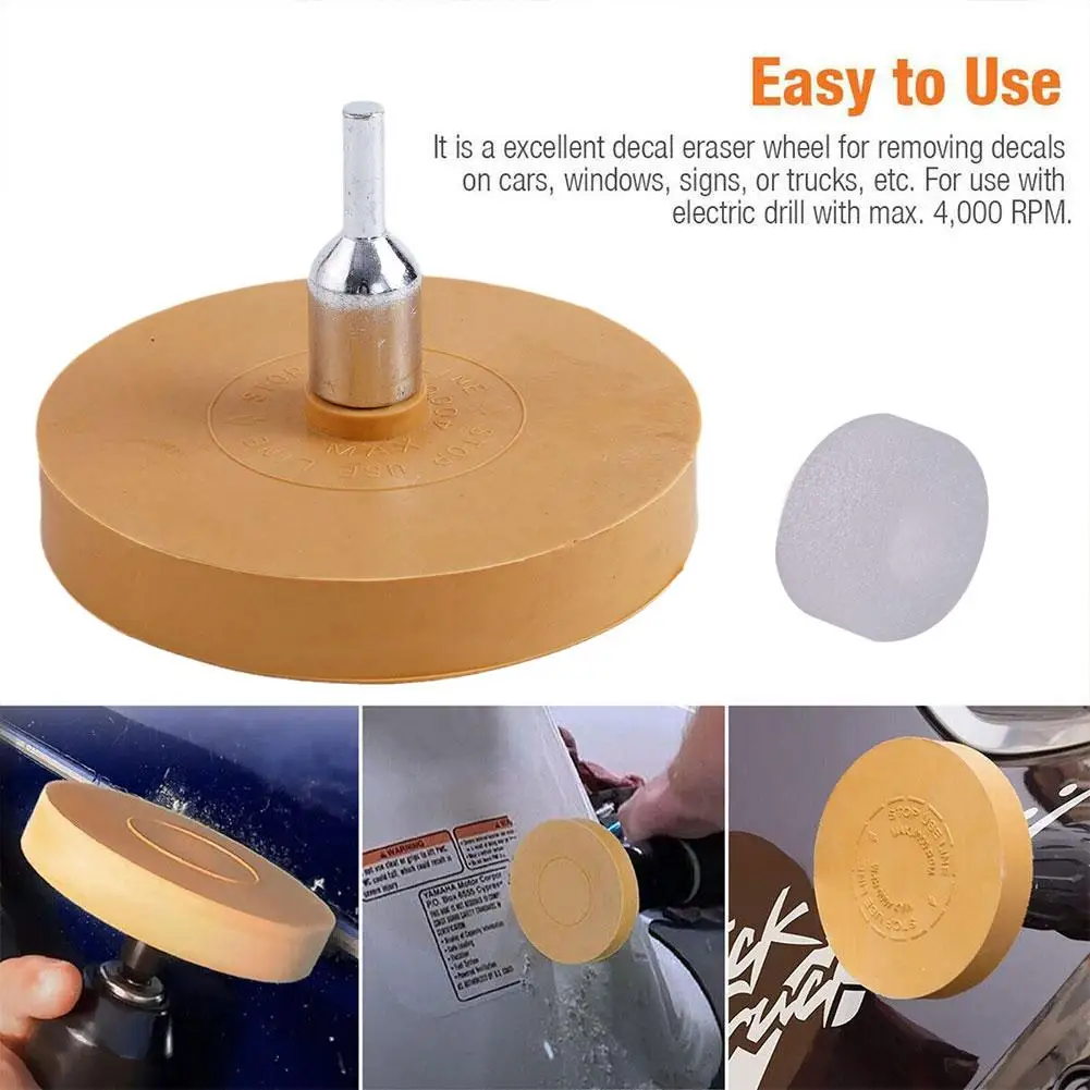 88/100mm Rubber Car Eraser Wheel For Adhesive Sticker Pinstripe Decal Graphic Remover Adhesive Remover Wheel With Pad W4l9