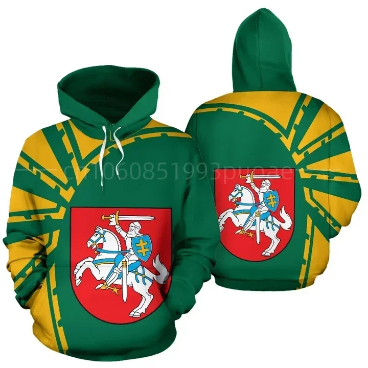 Lithuania Flag and Emblem Pattern Hoodies For Male Loose Men's Fashion Sweatshirts Boy Casual Clothing Oversized Streetwear