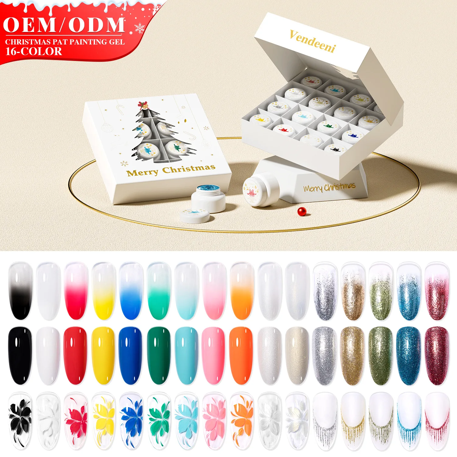 

Christmas Series 16Colors Pat Painting Gel Nail Polish Blooming Transfer Design UV LED Soak Off Gel Varnish Gradient Pat Gel