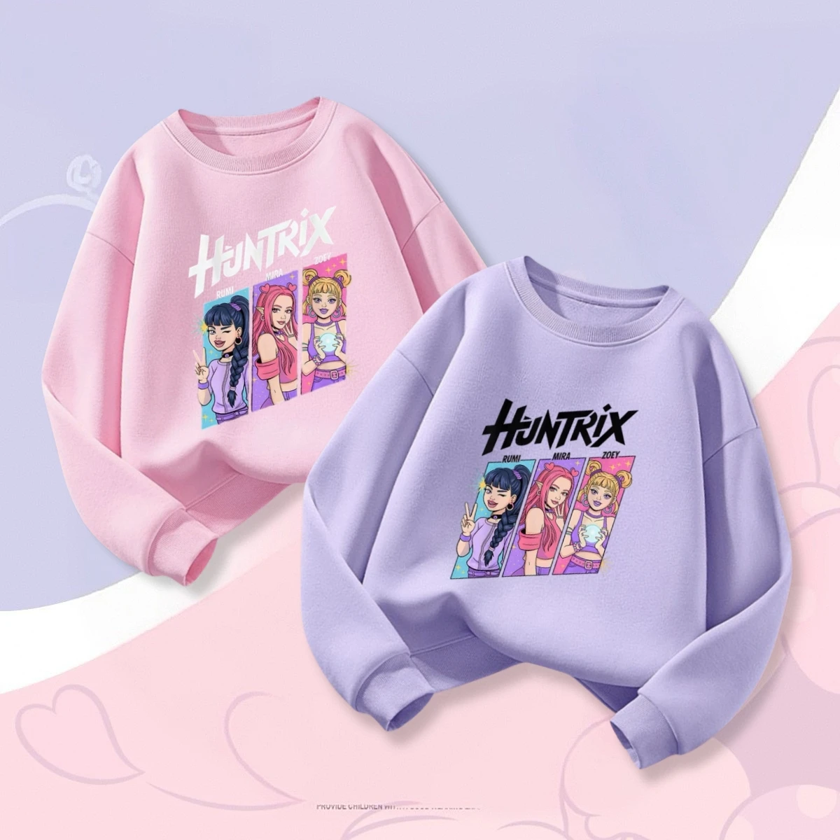 

Solid Color Simple Fashion Girl Sweatshirts Autumn Clothing Tops Long Sleeve Crewneck Hoodie Print Huntrix Children's Clothes