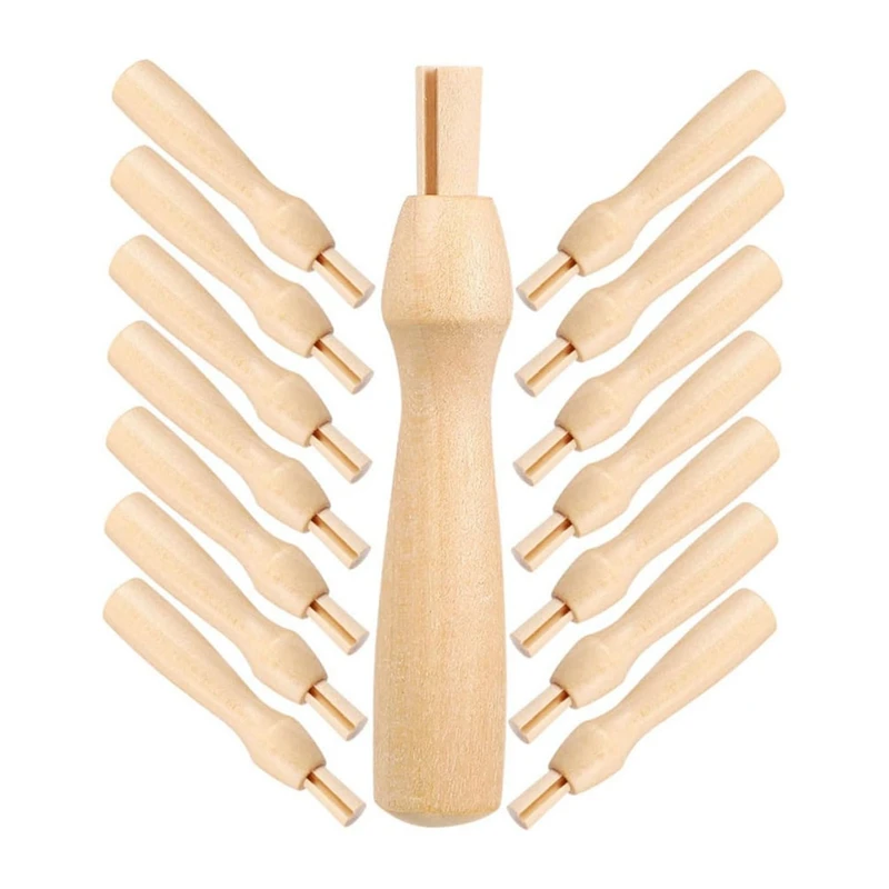 16Pcs Poking Fun Tool Felting Needles Handles Felting Handles Needle Felting Handle Kit Punch Hole Wood Component