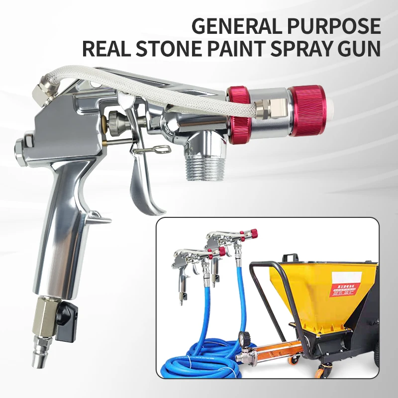 Zhuitu Real Stone Paint Spray Gun Cement Mortar Waterproof Lacquer Stainless Steel Airless Spray Gun Paint Tools