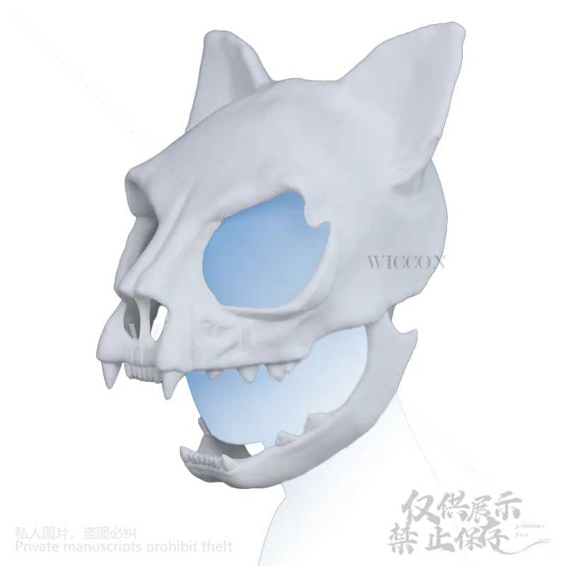 Cat Skull Kigurumi Props 3D หัวพิมพ์ Fursuit คอสเพลย์ชุดหูฟังสัตว์ Furry คอสเพลย์สําหรับงานปาร์ตี้คริสต์มาสฮาโลวีนที่กําหนดเอง