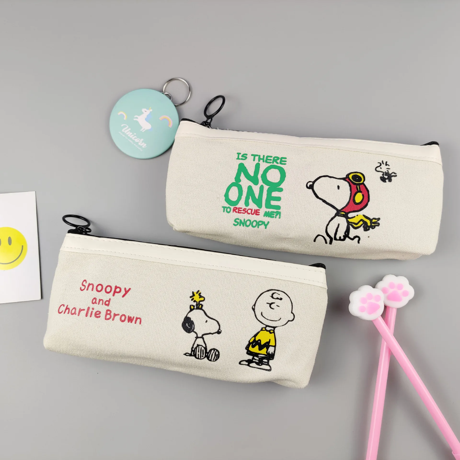 Snoopy Cartoon Canvas Pencil Case Cute Zipper Stationery Box borsa portaoggetti di grande capacità ragazza ragazzo studenti materiale scolastico