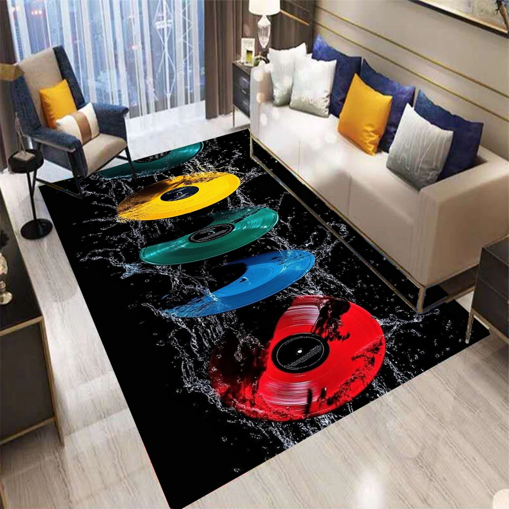 

Vinyl Record Carpet Rug Music Theme Retro Disco Floating Water Splash Home Decoration Living Room Entertainment Room Floor Mat