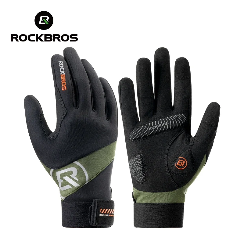 ROCKBROS Cycling Gloves Spring Autumn Long Finger Gloves Non-slip Shock-absorbing Touch Screen Reflective MTB Road Bike Gloves