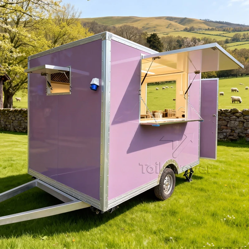 High Quality Halal Food Truck Rimorchio Concession Food Trailer Fully Equipped Food Truck Trailer With Led Lights Screens