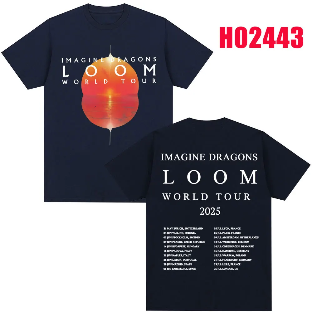 Imagine Dragons Loom Tour 2025 T Shirt Men Women Trendy Hip Hop T-shirts 100% Cotton Oversized Popular T Shirts Streetwear Gifts