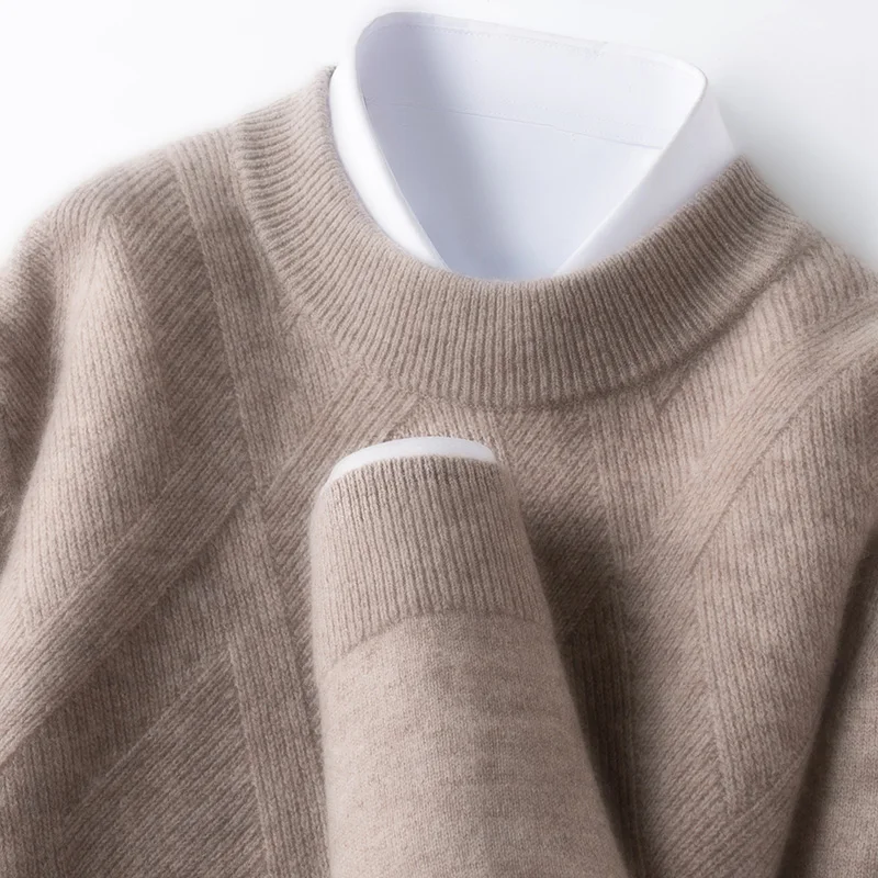 سترة صوفية بنمط المال القديم 100%، سترة حرارية للخريف والشتاء، سترة متماسكة حمراء لعيد الميلاد، بلوفر برقبة دائرية