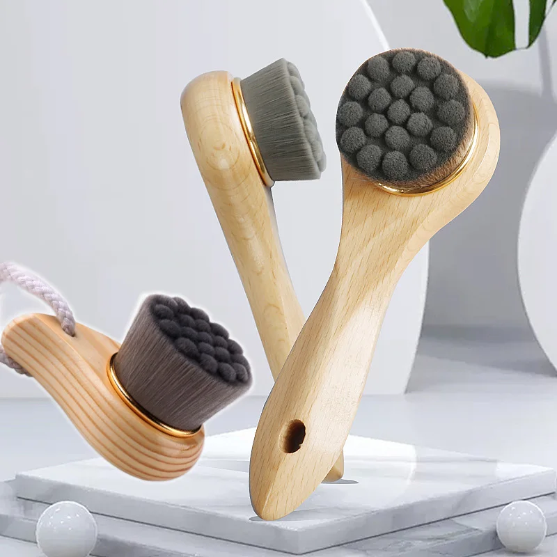 

Wooden Handle Soft Face Cleansing Brush Face Exfoliator Facial Clean Brush Pore Blackhead Skin Deep Cleansing Beauty Tool