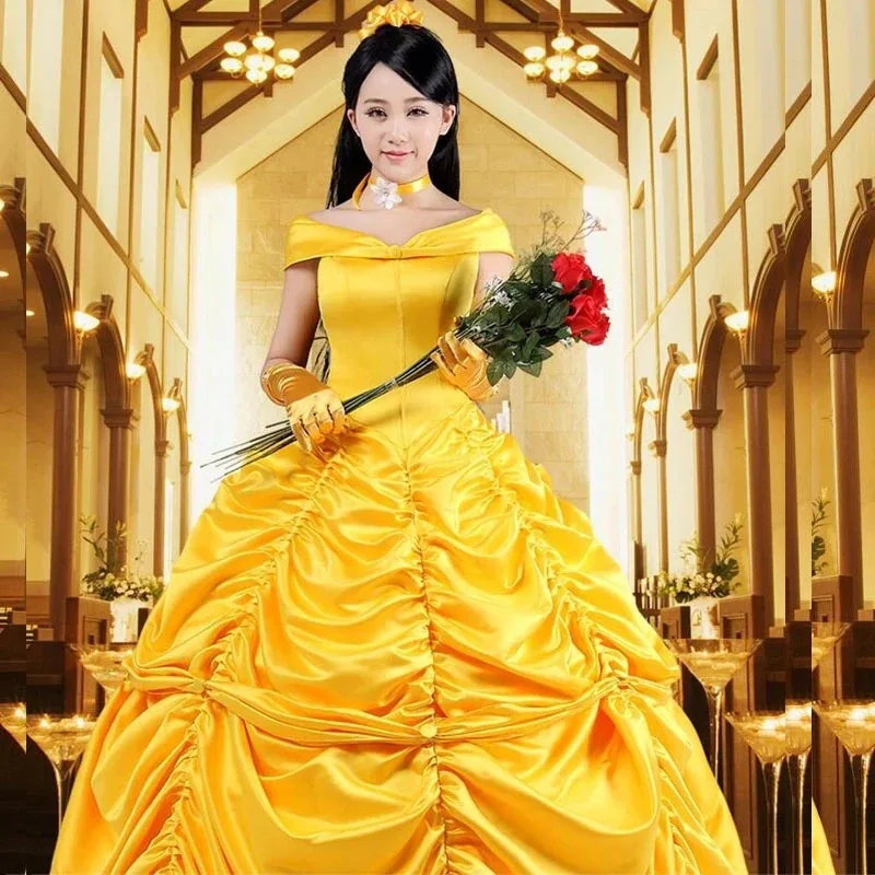

Anime Beauty Fancy Dress Cinderella Cosplay Costume Princess Belle Adult Women Female Halloween Costumes fancy Costume Suit Wigs
