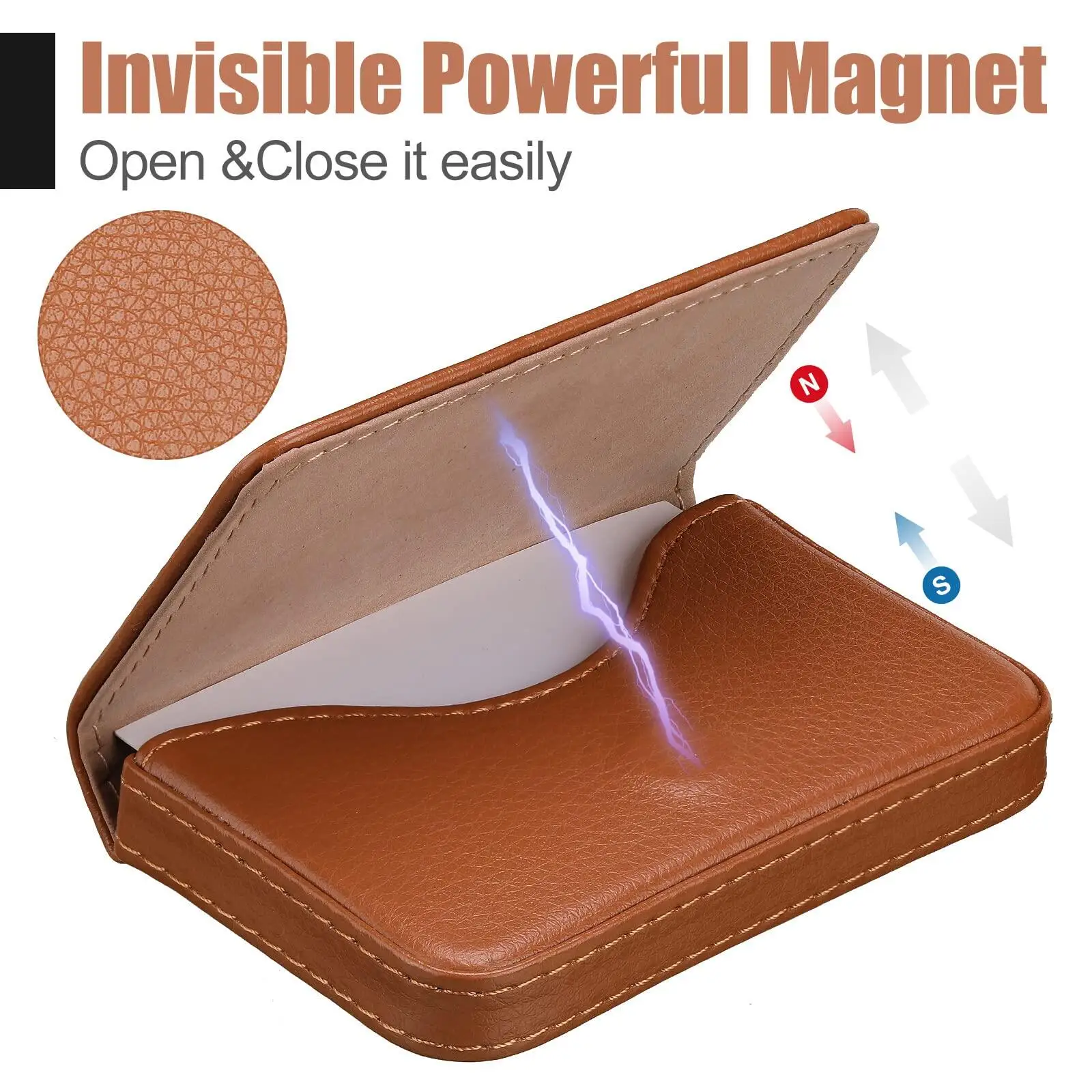 2PCS Men and Women Business Card Box Slim Formal Work Name Card Cases Quality Leather Small ID Credit Cards Holder Pouch