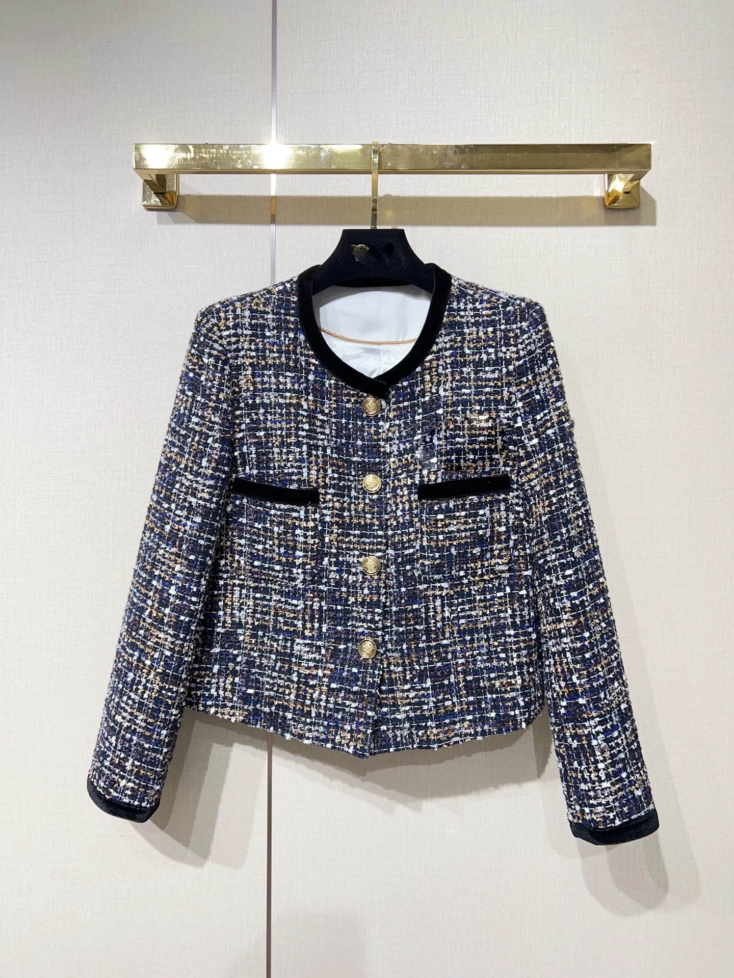 ZJYT Fashion Vintage Tweed Woolen Jacket Women Autumn Winter Coats Long Sleeve O Neck Casual Female Outerwears Tops 2026