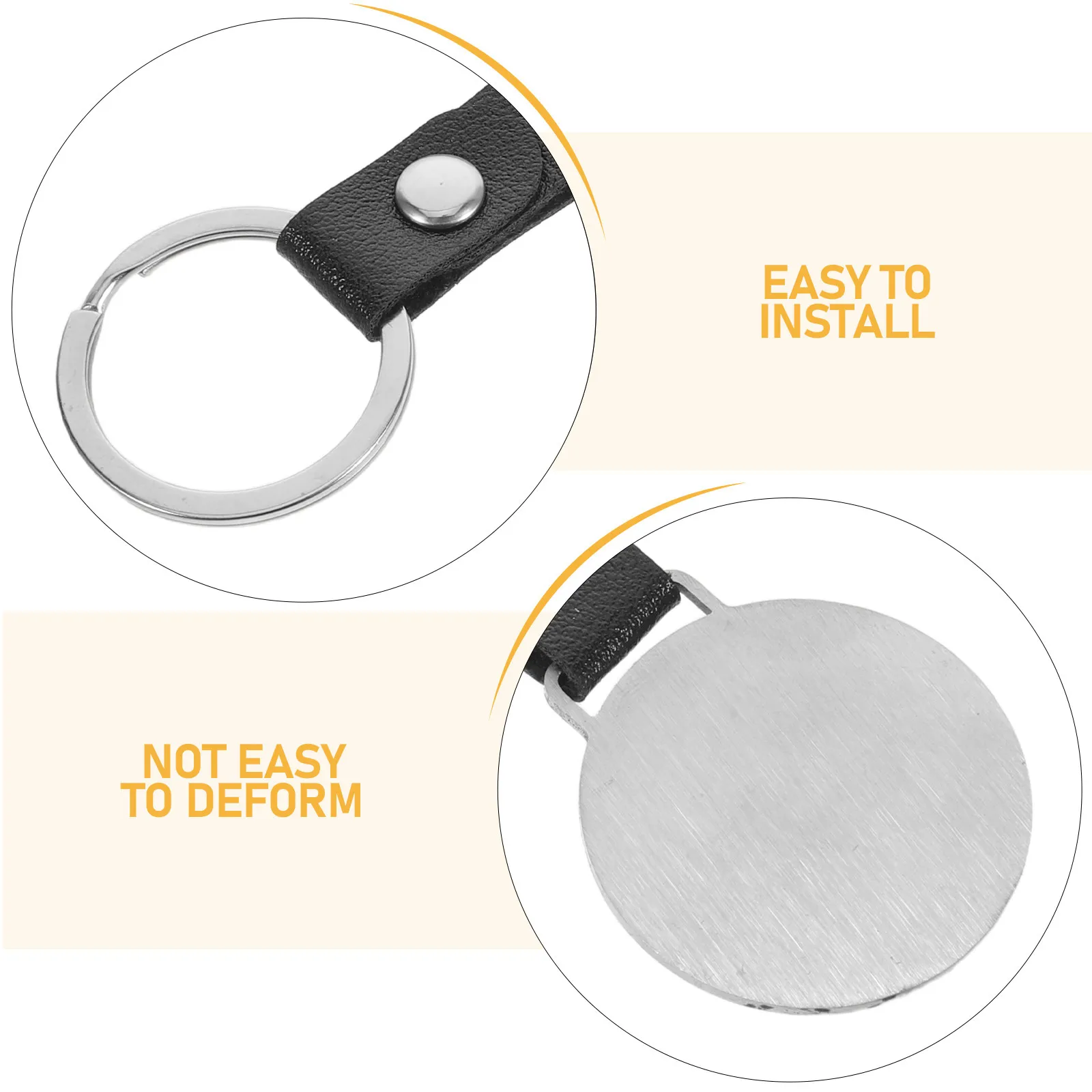 10Pcs Sublimation Blank Round PU Keychains Strong Ring Sublimation Key Fob Holders Laser Engraving Heat Transfer Dog