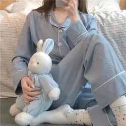 Women's Autumn Winter Long Sleeve Pajama Set Cute Plus Size Korean Style Home Wear 2-Piece Set Sleepwear For Ladies